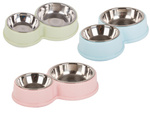 Metal double bowl for dog cat food water