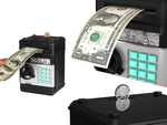 Money box cash machine access code banknotes