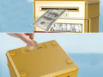 Money box cash machine access code banknotes