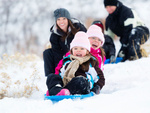 Plastic slide sled with backrest with brakes and pull cord