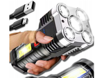 Rechargeable torch searchlight bivouac led strong military police usb