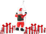 Santa claus on a ladder christmas decoration balcony terrace decoration 95 cm chimney