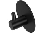 Single hook round towel rail self adhesive black steel