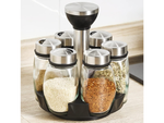 Spice organiser rotary glass containers 6 pieces spice salt