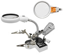 Third hand soldering kit magnifying glass holder led