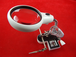 Third hand soldering kit magnifying glass holder led