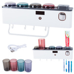 Toothbrush organiser cups toothpaste dispenser uv