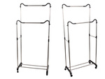 Wardrobe mobile coat rack double shelf rack on wheels