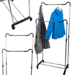 Wardrobe mobile coat rack double shelf rack on wheels