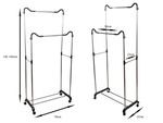 Wardrobe mobile coat rack double shelf rack on wheels