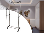 Wardrobe mobile coat rack double shelf rack on wheels