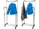 Wardrobe mobile coat rack double shelf rack on wheels