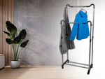 Wardrobe mobile coat rack double shelf rack on wheels