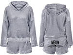 Warm women's pyjamas two-piece with hood soft plush short l