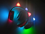 Wireless headphones bluetooth radio fm mp3 cat ears led backlight