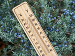 Wooden house thermometer outdoor indoor