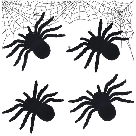 Araignée d'halloween 4 pcs grande décoration effrayante