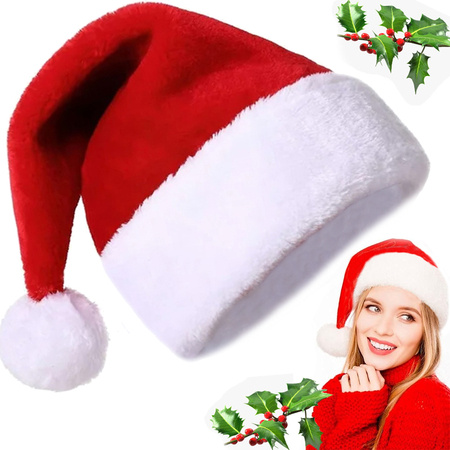 Bonnet de santa avec pompon fluffy red