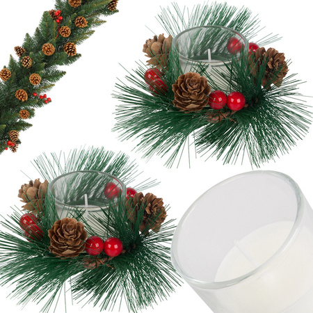 Bougies décoratives en verre bougies couronne de noël 2 pcs