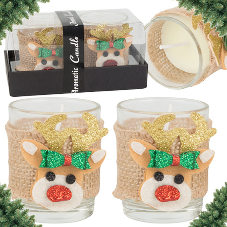 Bougies parfumées en verre bougies renne noël set 2 pcs