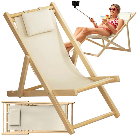 Chaise longue en bois chaise de plage chaise de jardin pliante coussin de plage