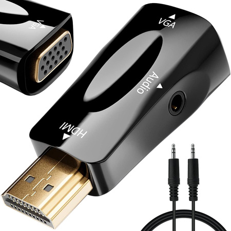 Convertisseur adaptateur hdmi vers vga d-sub audio mini jack