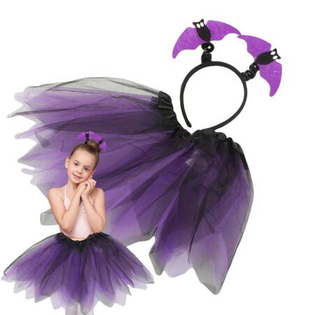 Costume d'halloween jupe chauve-souris bandeau noir et violet