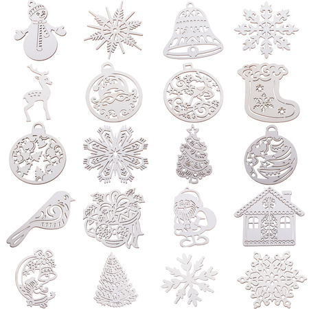 Décorations de sapin de noël en bois 20 pieces pendentifs baubles ornaments