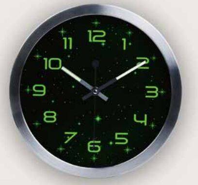 Fluorescent grande horloge murale fluorescent lumiere etoiles 25cm