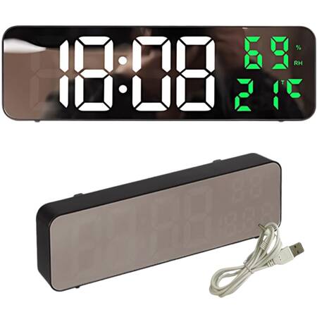 Horloge électronique réveil digital led thermomètre miroir debout piles usb