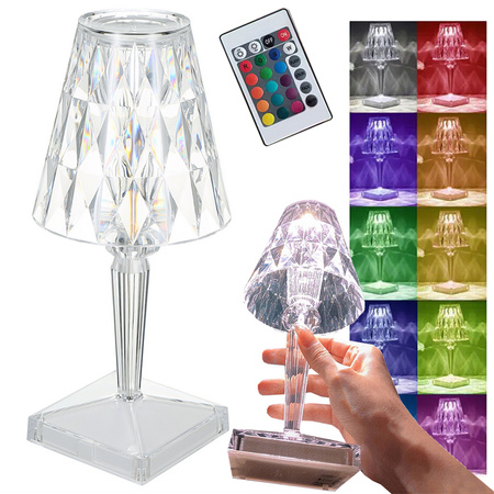 Lampe de table led cristal rgb telecommande usb