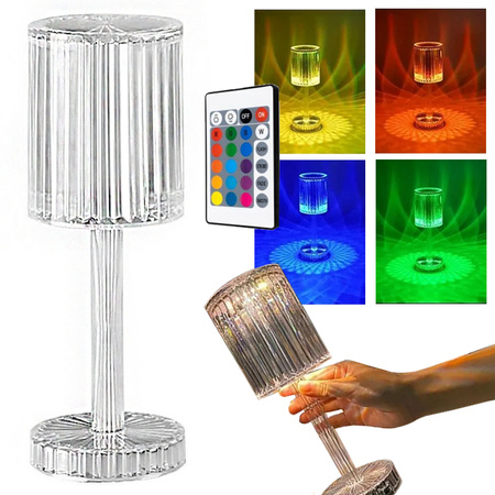 Lampe de table led cristal rgb telecommande usb