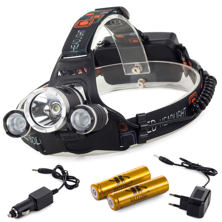 Lampe frontale bailong led cree xm-l t6 2 x xp-e