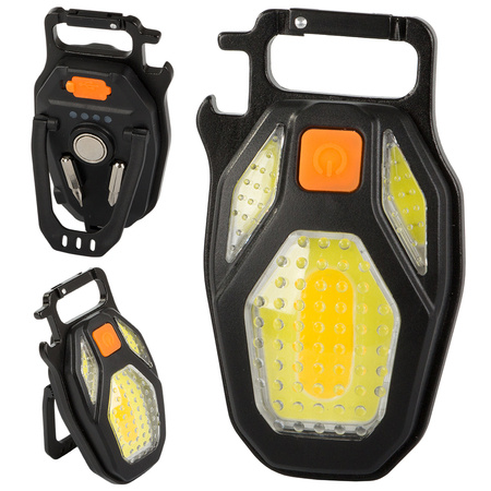 Lampe led cob porte-clefs ouvreur aimant usb torche