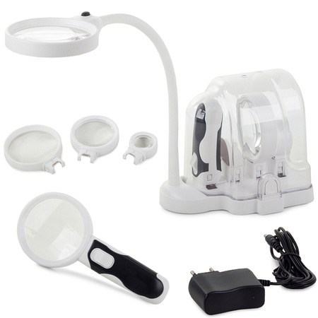 Loupe de bureau 2en1 lentilles interchangeables 6 leds