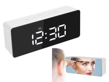 Réveil led minuteur led miroir led alarme date 4en1