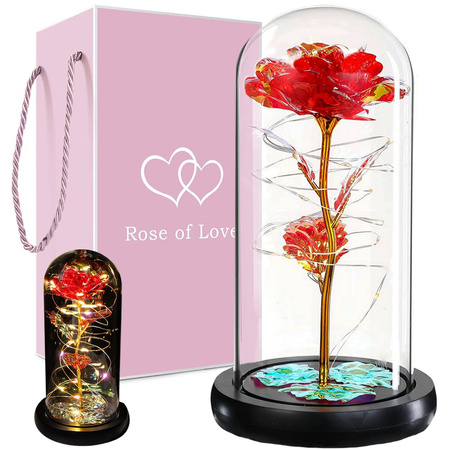 Rose éternelle en verre cadeau led rgb lumineuse verre rouge pour l'occasion