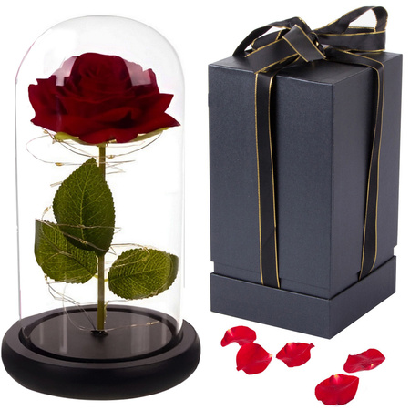 Rose éternelle en verre rouge cadeau lumineux pour une occasion pour femmes