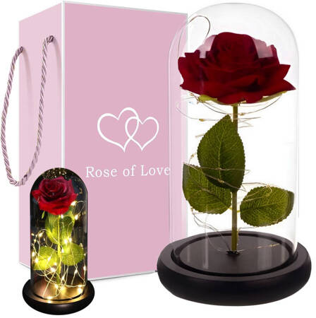 Rose éternelle en verre rouge cadeau lumineux pour une occasion pour femmes