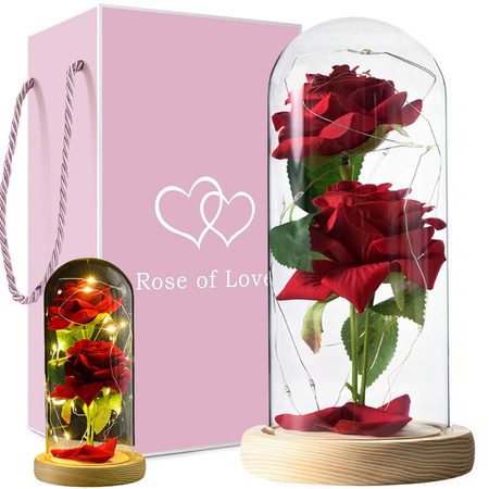 Rose éternelle en verre rouge cadeau lumineux pour une occasion pour femmes