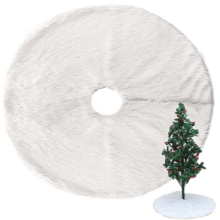 Tapis de sapin de noël blanc en fourrure 90 cm rond