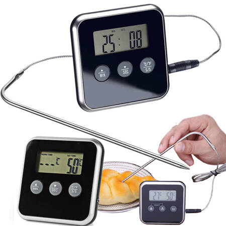 Thermomètre digital avec thermosonde pour rôtir la viande fumoir minuterie alarme lcd