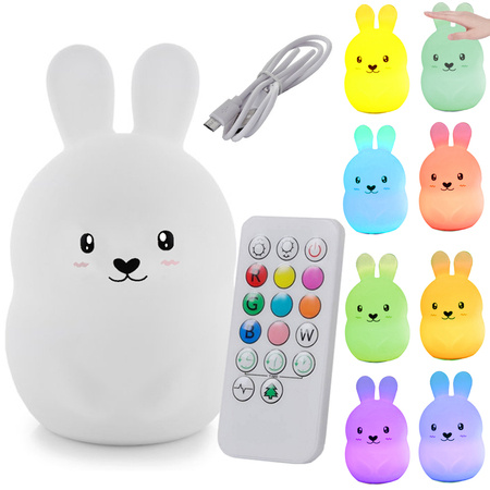 Veilleuse enfant led lapin touch rgb télécommande