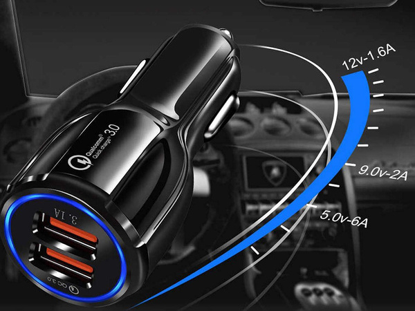 2xusb quickcharge 3.0 chargeur de voiture pour allume-cigares