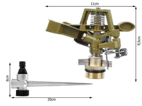 Arroseur de pelouse en métal à pulsation rotative 360