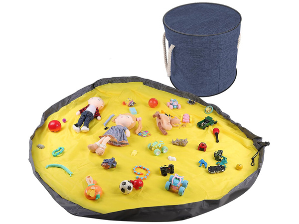 Bac à jouets blocs avec tapis sac organisateur bac à jouets avec couvercle poignées