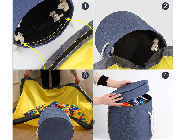 Bac à jouets blocs avec tapis sac organisateur bac à jouets avec couvercle poignées