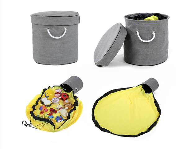 Bac à jouets blocs avec tapis sac organisateur bac à jouets avec couvercle poignées