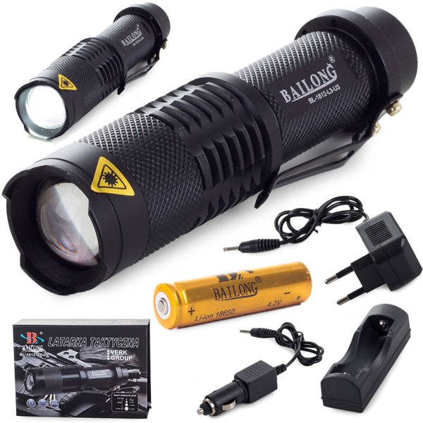 Bailong tactical led torch cree zoom xm-l3-u3