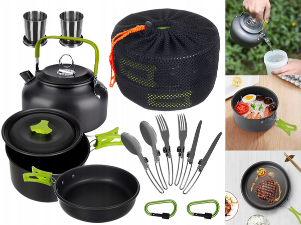 Batterie de cuisine de camping kemping kettle frying pan 18in1